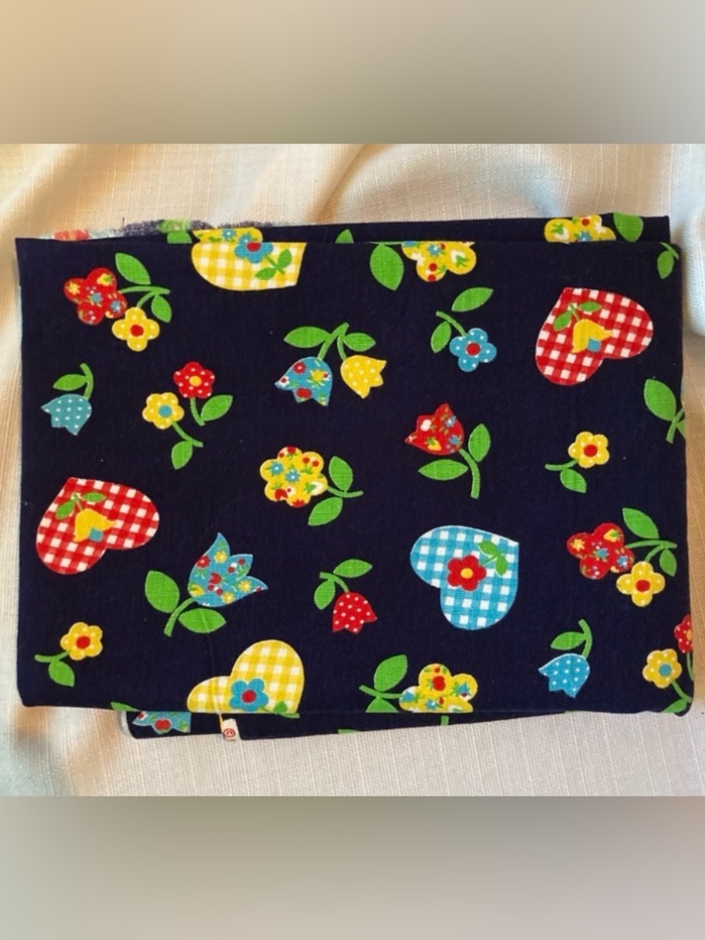 Vintage Marcus Bros. Navy with Hearts & Flowers Print Thick Cotton Fabric!